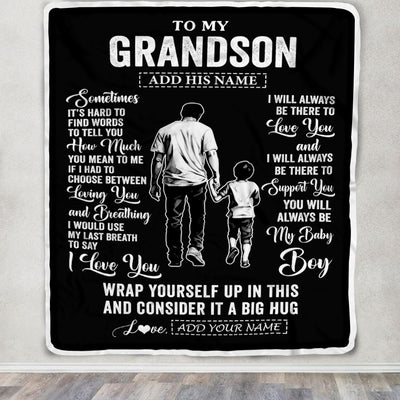 Personalized To My Grandson Blanket From Grandpa Papa Sometimes It's Hard Grandson Birthday Gifts Graduation Christmas Customized Fleece Throw Blanket | siriusteestore