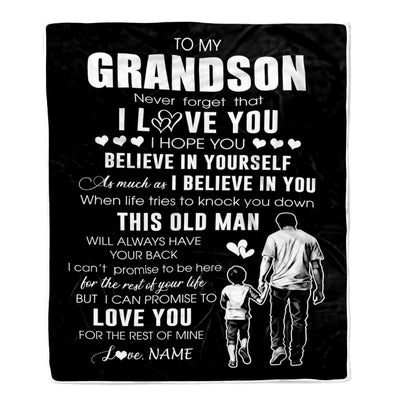 Personalized To My Grandson Blanket From Grandpa Papa This Old Man Love You Grandson Birthday Gifts Graduation Christmas Customized Fleece Throw Blanket | siriusteestore
