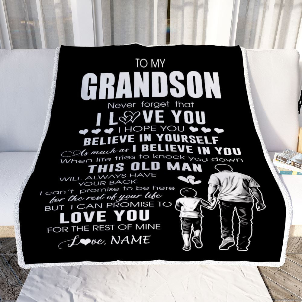Personalized To My Grandson Blanket From Grandpa Papa This Old Man Love You Grandson Birthday Gifts Graduation Christmas Customized Fleece Throw Blanket | siriusteestore