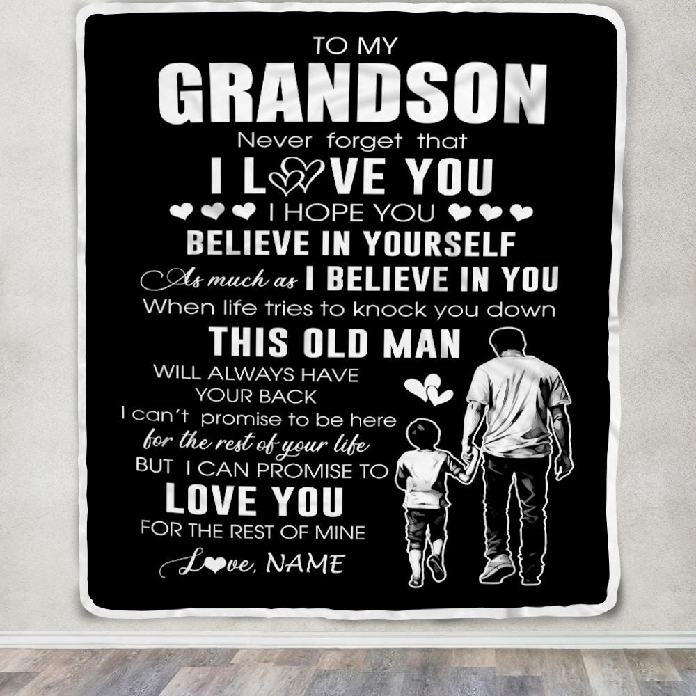 Personalized To My Grandson Blanket From Grandpa Papa This Old Man Love You Grandson Birthday Gifts Graduation Christmas Customized Fleece Throw Blanket | siriusteestore