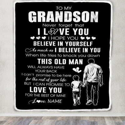 Personalized To My Grandson Blanket From Grandpa Papa This Old Man Love You Grandson Birthday Gifts Graduation Christmas Customized Fleece Throw Blanket | siriusteestore