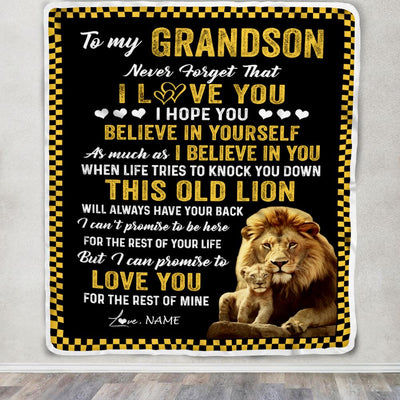 Personalized To My Grandson Blanket From Grandpa This Old Lion Love You Grandson Birthday Graduation Christmas Customized Fleece Throw Blanket | siriusteestore