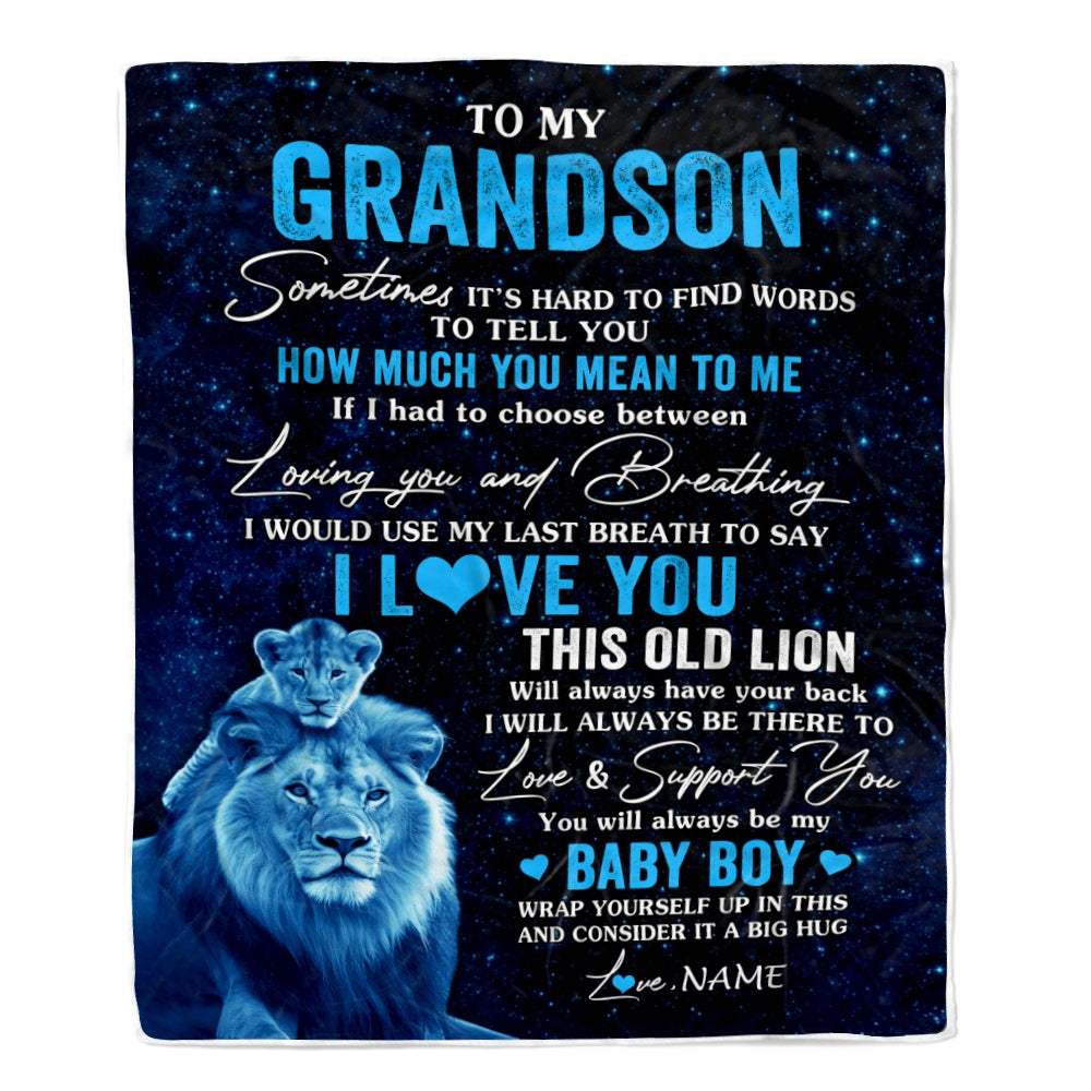 Personalized To My Grandson Blanket From Papa Grandpa I Love You This Old Lion Grandson Birthday Graduation Christmas Customized Bed Fleece Throw Blanket | siriusteestore