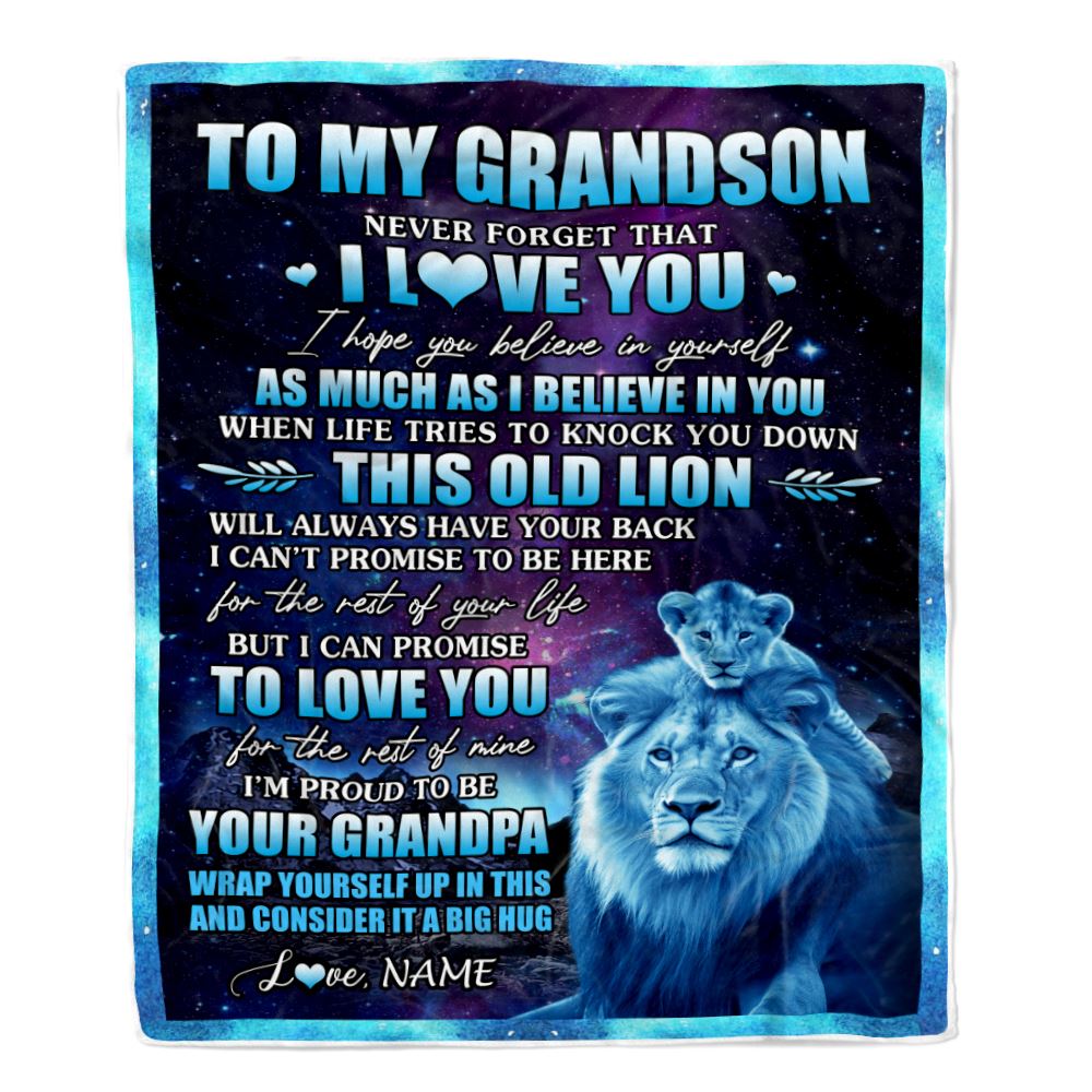 Personalized To My Grandson Blanket From Papa Grandpa Never Forget That I Love You Grandson Birthday Graduation Christmas Bed Quilt Fleece Throw Blanket | siriusteestore