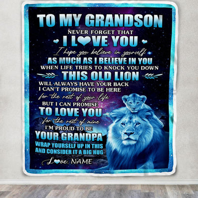 Personalized To My Grandson Blanket From Papa Grandpa Never Forget That I Love You Grandson Birthday Graduation Christmas Bed Quilt Fleece Throw Blanket | siriusteestore