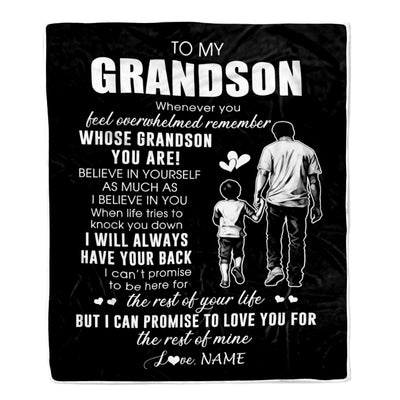 Personalized To My Grandson Blanket From Papa Grandpa Whenever You Feel Overwhelmed Grandson Birthday Graduation Christmas Customized Bed Fleece Throw Blanket | siriusteestore