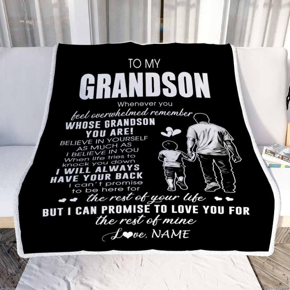 Personalized To My Grandson Blanket From Papa Grandpa Whenever You Feel Overwhelmed Grandson Birthday Graduation Christmas Customized Bed Fleece Throw Blanket | siriusteestore