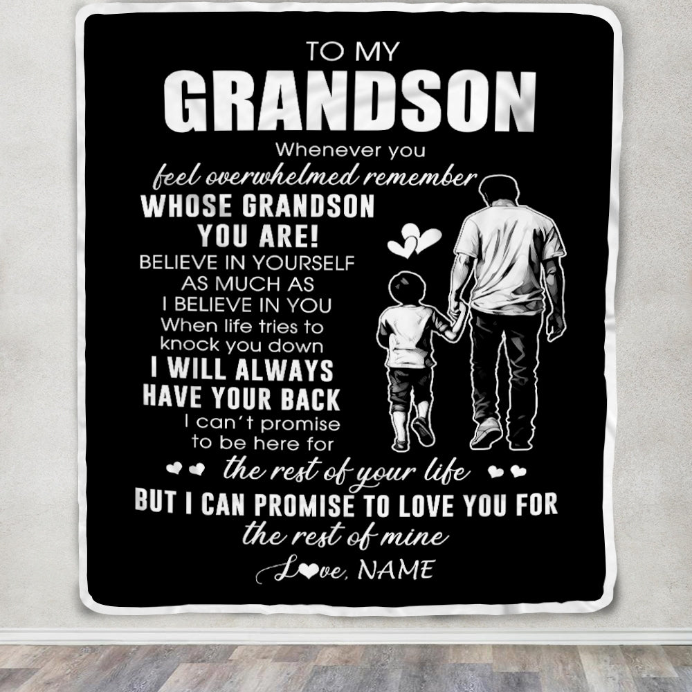 Personalized To My Grandson Blanket From Papa Grandpa Whenever You Feel Overwhelmed Grandson Birthday Graduation Christmas Customized Bed Fleece Throw Blanket | siriusteestore