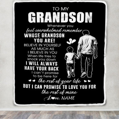 Personalized To My Grandson Blanket From Papa Grandpa Whenever You Feel Overwhelmed Grandson Birthday Graduation Christmas Customized Bed Fleece Throw Blanket | siriusteestore
