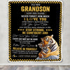 Personalized To My Grandson Blanket Tiger I Love You Forever From Grandma Grandpa Grandson Birthday Gifts Christmas Graduation Customized Fleece Blanket | siriusteestore