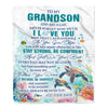 Personalized To My Grandson Blanket Turtle I Love You Forever From Grandma Grandpa Grandson Birthday Gifts Christmas Graduation Customized Fleece Blanket | siriusteestore