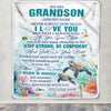 Personalized To My Grandson Blanket Turtle I Love You Forever From Grandma Grandpa Grandson Birthday Gifts Christmas Graduation Customized Fleece Blanket | siriusteestore