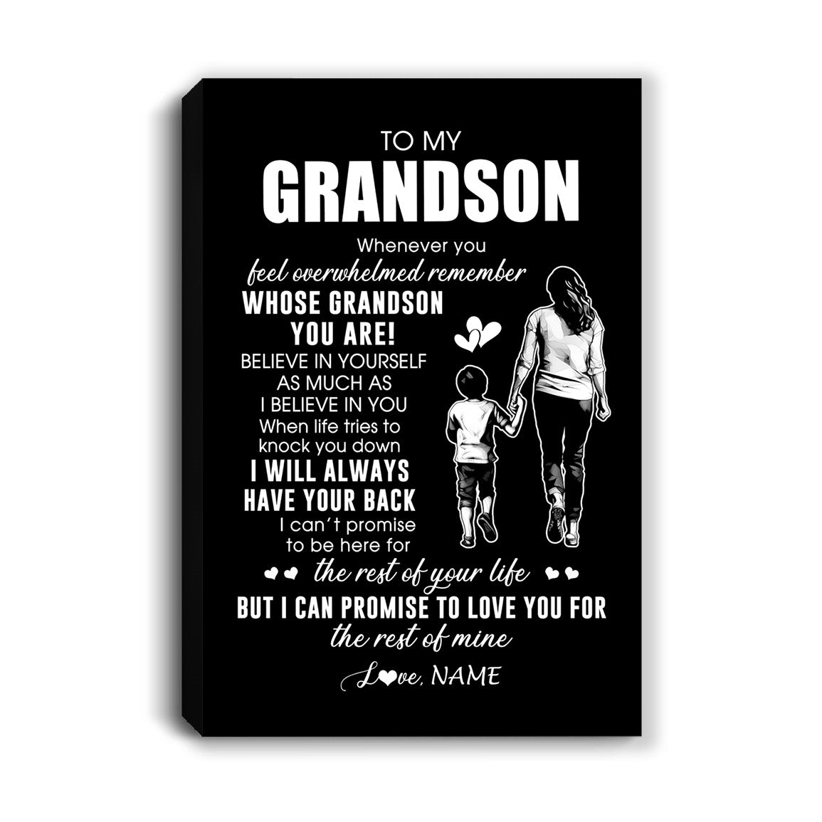 Personalized To My Grandson Canvas From Grandma Gigi Whenever You Feel Overwhelmed Grandson Birthday Gifts Graduation Christmas Custom Wall Art Print Framed Canvas | siriusteestore