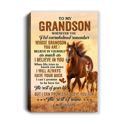 Personalized To My Grandson Canvas From Grandma Grandpa Whenever You Feel Horse Grandson Birthday Gifts Graduation Christmas Custom Wall Art Print Framed Canvas | siriusteestore