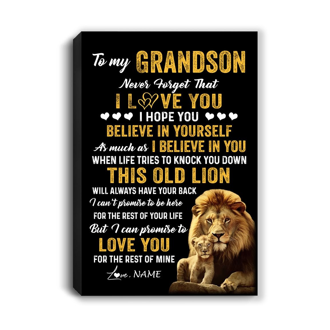 Personalized To My Grandson Canvas From Grandpa This Old Lion Love You Grandson Birthday Gifts Graduation Christmas Custom Wall Art Print Framed Canvas | siriusteestore