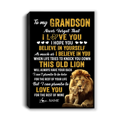 Personalized To My Grandson Canvas From Grandpa This Old Lion Love You Grandson Birthday Gifts Graduation Christmas Custom Wall Art Print Framed Canvas | siriusteestore