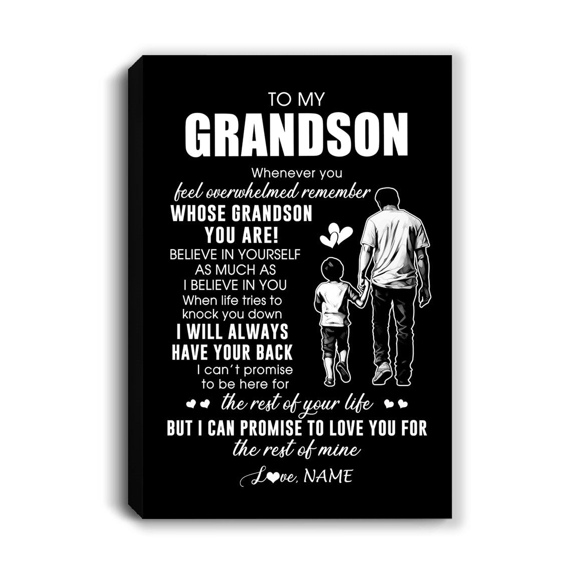 Personalized To My Grandson Canvas From Papa Grandpa Whenever You Feel Overwhelmed Grandson Birthday Gifts Graduation Christmas Custom Wall Art Print Framed Canvas | siriusteestore