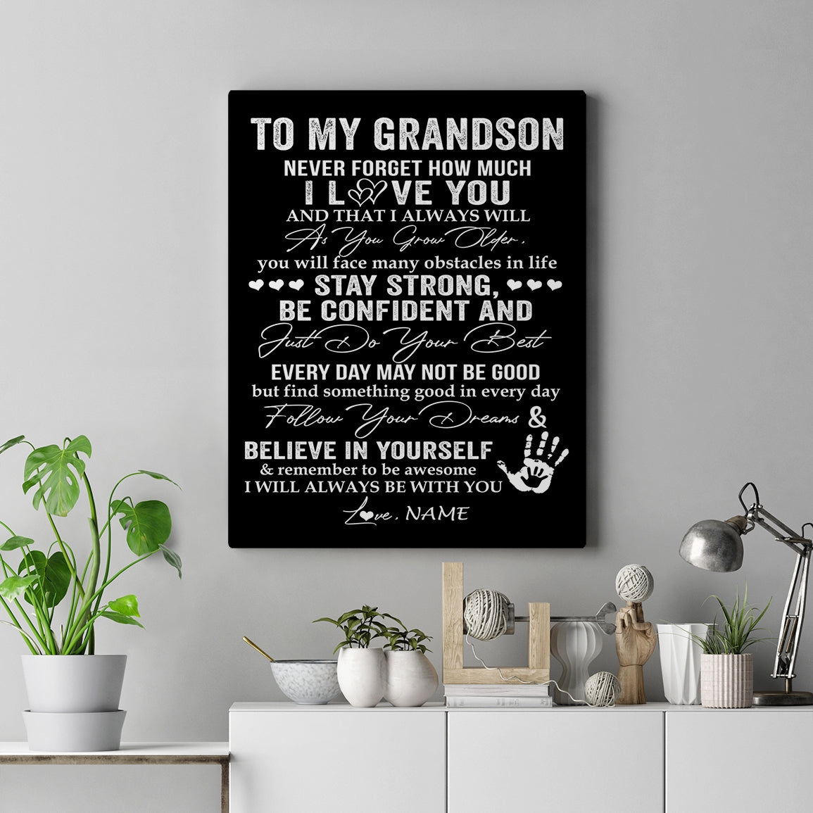 Personalized To My Grandson Canvas I Love You Forever From Grandma Grandson Birthday Gifts Christmas Thanksgiving Graduation Custom Wall Art Print Framed Canvas | siriusteestore