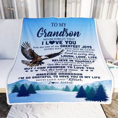 Personalized To My Grandson Eagle Blanket From Grandma Never Forget That I Love You Grandson Gift Birthday Graduation Christmas Customized Fleece Throw Blanket | siriusteestore