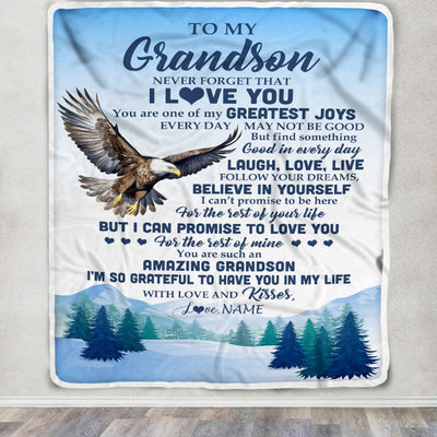 Personalized To My Grandson Eagle Blanket From Grandma Never Forget That I Love You Grandson Gift Birthday Graduation Christmas Customized Fleece Throw Blanket | siriusteestore