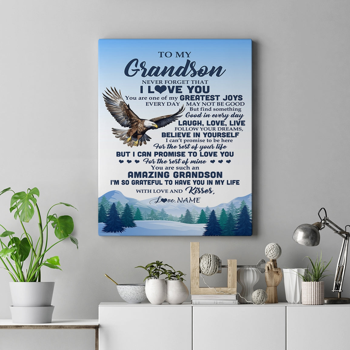 Personalized To My Grandson Eagle Canvas From Grandma Never Forget That I Love You Grandson Gift Birthday Graduation Christmas Customized Fleece Throw Blanket | siriusteestore