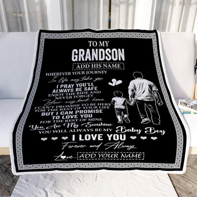 Personalized To My Grandson Gifts Blanket From Grandfather Wherever Your Journey In Life Grandpa Granddaughter Birthday Gifts Christmas Custom Fleece Blanket | siriusteestore