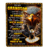 Personalized To My Grandson Gifts Blanket From Grandma Grandpa I Wish You The Strength Eagle Grandson Birthday Gifts Christmas Graduation Fleece Blanket | siriusteestore