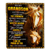 Personalized To My Grandson Gifts Blanket From Grandma Grandpa I Wish You The Strength Horse Grandson Birthday Gifts Christmas Graduation Fleece Blanket | siriusteestore