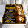 Personalized To My Grandson Gifts Blanket From Grandma Grandpa I Wish You The Strength Horse Grandson Birthday Gifts Christmas Graduation Fleece Blanket | siriusteestore