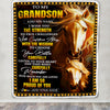 Personalized To My Grandson Gifts Blanket From Grandma Grandpa I Wish You The Strength Horse Grandson Birthday Gifts Christmas Graduation Fleece Blanket | siriusteestore