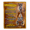 Personalized To My Grandson Gifts Blanket From Grandma Grandpa I Wish You The Strength Tiger Grandson Birthday Gifts Christmas Graduation Fleece Blanket | siriusteestore