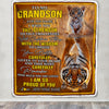 Personalized To My Grandson Gifts Blanket From Grandma Grandpa I Wish You The Strength Tiger Grandson Birthday Gifts Christmas Graduation Fleece Blanket | siriusteestore