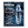 Personalized To My Grandson Gifts Blanket From Grandma Grandpa I Wish You The Strength Wolf Grandson Birthday Gifts Christmas Graduation Fleece Blanket | siriusteestore