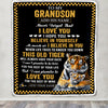 Personalized To My Grandson Gifts Blanket From Grandma Grandpa This Old Tiger Love You Grandson Birthday Gifts Graduation Christmas Customized Fleece Blanket | siriusteestore