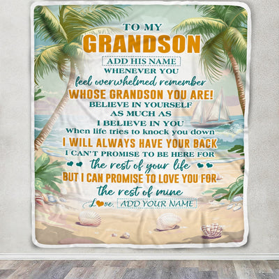 Personalized To My Grandson Gifts Blanket From Grandma Grandpa Whenever You Feel Beach Grandson Birthday Gifts Graduation Christmas Custom Fleece Blanket | siriusteestore