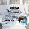 Personalized To My Grandson Gifts Blanket From Grandma Grandpa Wherever Your Journey In Life Eagle Grandson Birthday Gifts Warm Customized Fleece Throw Blanket | siriusteestore