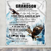 Personalized To My Grandson Gifts Blanket From Grandma Grandpa Wherever Your Journey In Life Eagle Grandson Birthday Gifts Warm Customized Fleece Throw Blanket | siriusteestore