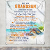 Personalized To My Grandson Gifts Blanket From Grandma Grandpa Wherever Your Journey In Life Turtle Grandson Birthday Gifts Warm Customized Fleece Blanket | siriusteestore