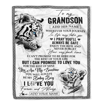 Personalized To My Grandson Gifts Blanket From Grandma Grandpa Wherever Your Journey In Life White Tier Granddaughter Birthday Gifts Christmas Fleece Blanket | siriusteestore