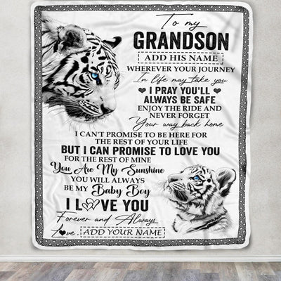 Personalized To My Grandson Gifts Blanket From Grandma Grandpa Wherever Your Journey In Life White Tier Granddaughter Birthday Gifts Christmas Fleece Blanket | siriusteestore