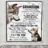 Personalized To My Grandson Gifts Blanket From Grandma Grandpa Wherever Your Journey In Life Wolf Grandson Birthday Gifts Warm Customized Fleece Throw Blanket | siriusteestore