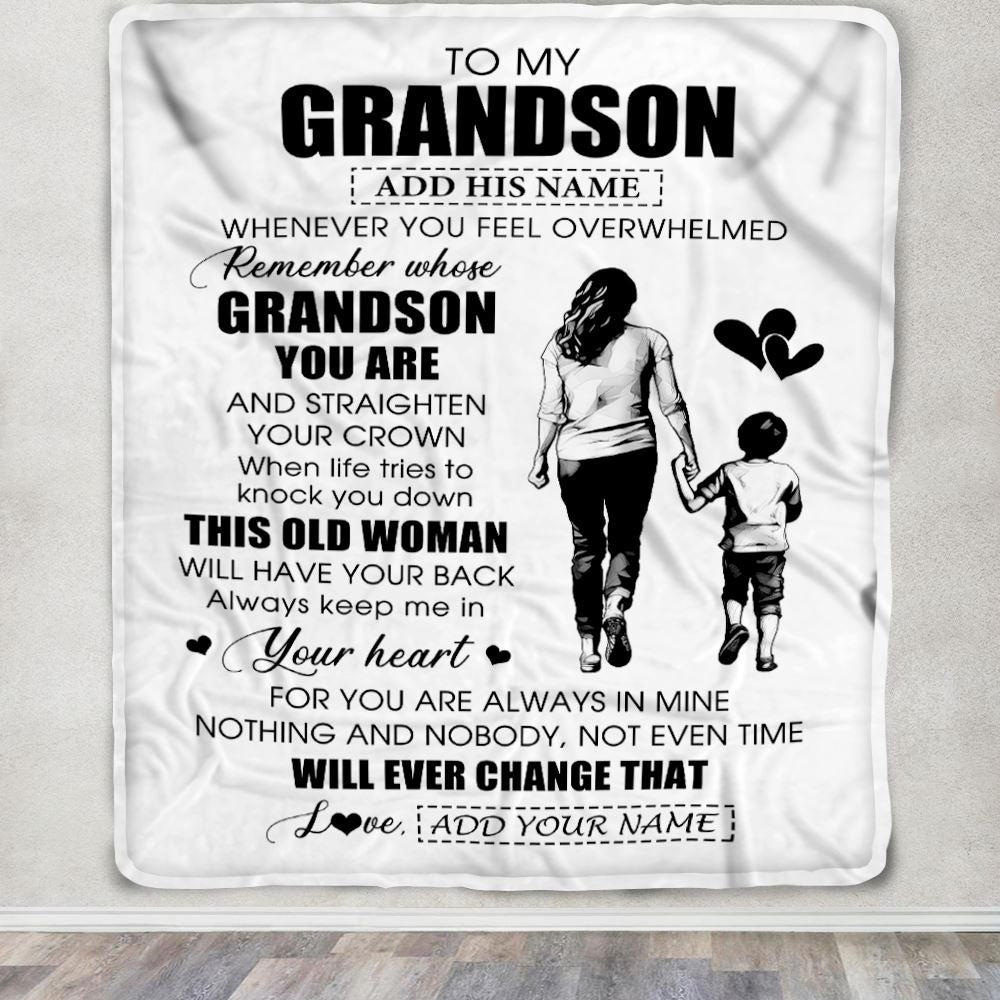 Personalized To My Grandson Gifts Blanket From Grandma Nana Whenever Woman Unique Birthday Gifts For Grandson Graduation Christmas Custom Fleece Throw Blanket | siriusteestore