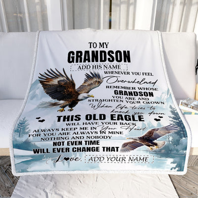 Personalized To My Grandson Gifts Blanket From Grandma Papa Whenever Eagle Unique Birthday Gifts For Grandson Graduation Christmas Custom Fleece Throw Blanket | siriusteestore