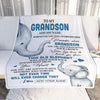 Personalized To My Grandson Gifts Blanket From Grandma Papa Whenever Elephant Unique Birthday Gifts For Grandson Graduation Christmas Fleece Throw Blanket | siriusteestore