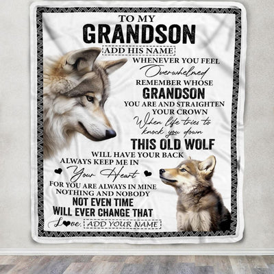 Personalized To My Grandson Gifts Blanket From Grandma Papa Whenever Wolf Unique Birthday Gifts For Grandson Graduation Christmas Custom Fleece Throw Blanket | siriusteestore