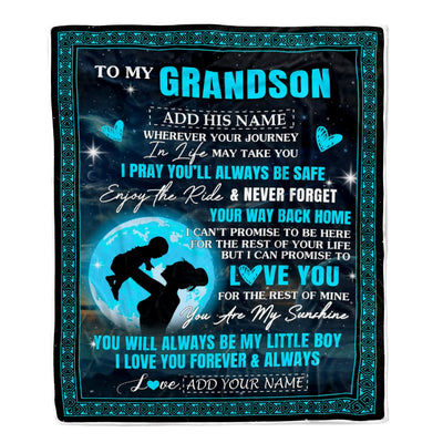 Personalized To My Grandson Gifts Blanket From Grandma Promise To Love You Gifts For Grandson Birthday Graduation Christmas Custom Fleece Throw Blanket | siriusteestore