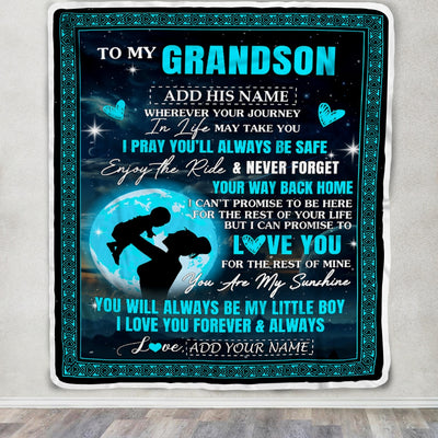 Personalized To My Grandson Gifts Blanket From Grandma Promise To Love You Gifts For Grandson Birthday Graduation Christmas Custom Fleece Throw Blanket | siriusteestore