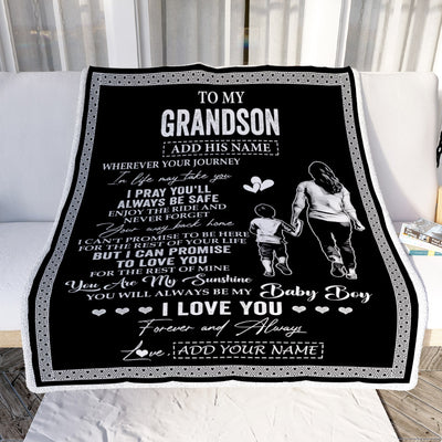 Personalized To My Grandson Gifts Blanket From Grandmother Wherever Your Journey In Life Grandma Granddaughter Birthday Gifts Christmas Fleece Throw Blanket | siriusteestore