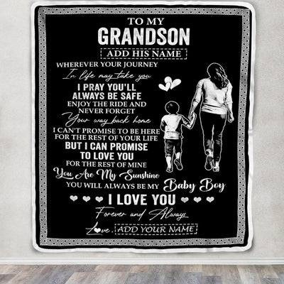 Personalized To My Grandson Gifts Blanket From Grandmother Wherever Your Journey In Life Grandma Granddaughter Birthday Gifts Christmas Fleece Throw Blanket | siriusteestore