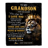 Personalized To My Grandson Gifts Blanket From Grandpa Grandma Laugh Love Live Lion Grandson Happy Birthday Gifts Graduation Christmas Custom Fleece Blanket | siriusteestore